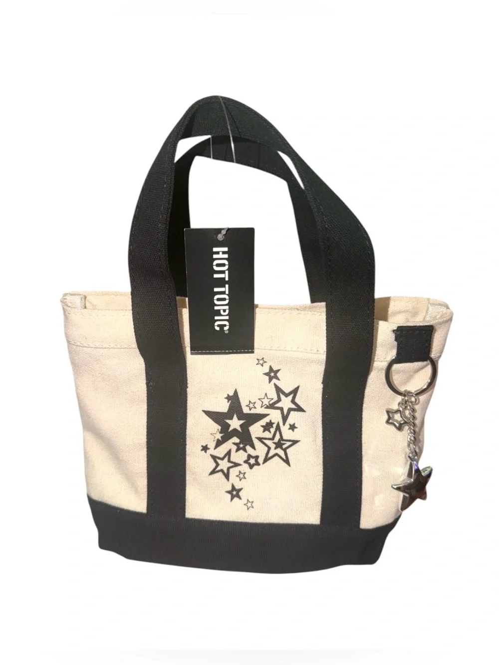 *new* Hot Topic Star Charm Mini Tote Bag - Black & Cream